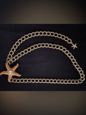 #121 Vintage RARE Kenneth Jay Lane Starfish Chain Belt
